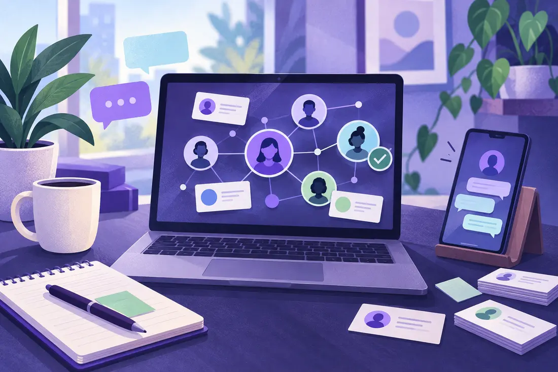 Illustrated network representing connections with ideal clients
