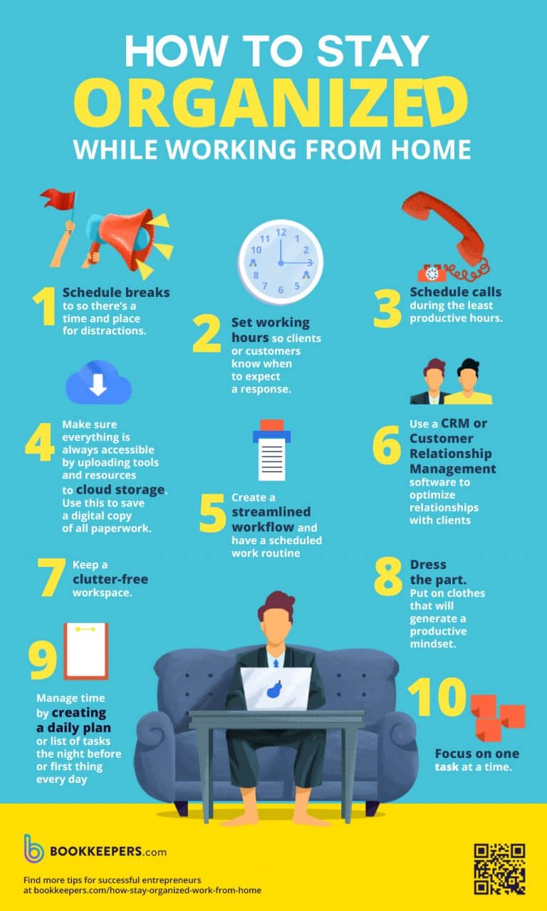 How To Stay Organized While Working From Home INFOGRAPHIC  