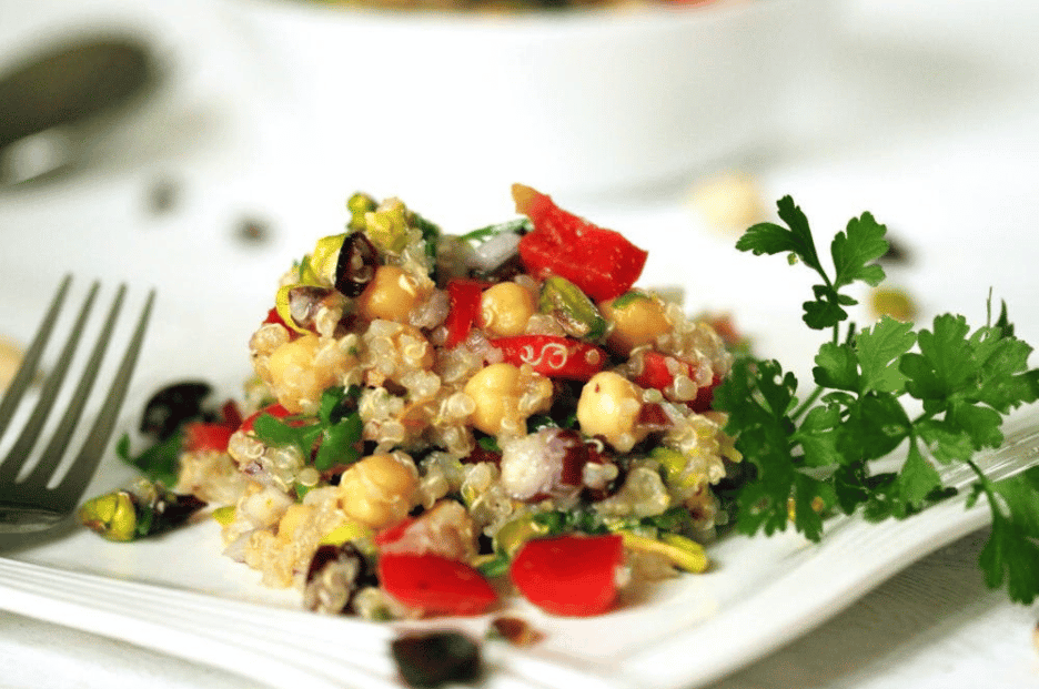 Salad with quinoa, paprika, pistachios | Quick and Healthy Lunch Recipes To Make While Working From Home | healthy lunch recipes for work