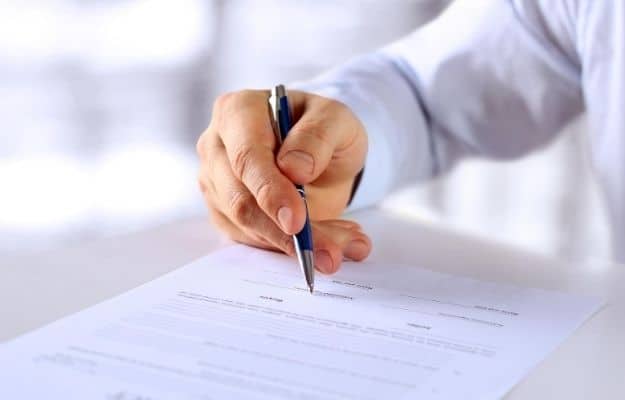 Businessman is signing a contract business contract details ss